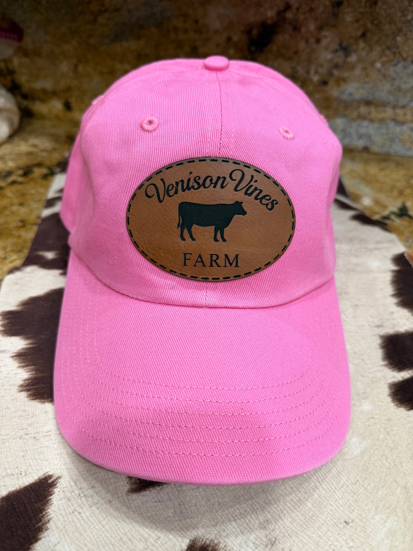 Venison Vines Farm canvas pink hat